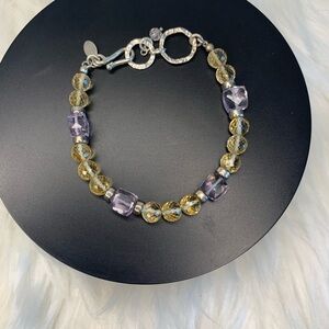 Chic Gold and Purple Beaded Bracelet